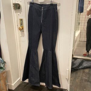 Flared Dark Denim Pants